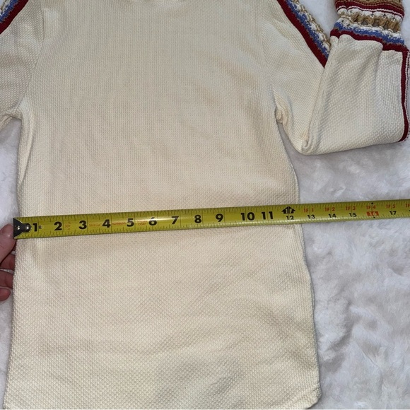NWOT Size XS Free People Cream Knit Top Thermal Switch it Up Patterned Sleeves - Picture 5 of 5